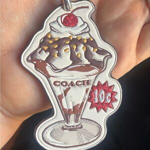 Coach White Ice Cream Keychain